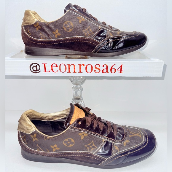 Louis Vuitton Womens Brown Patent Monogram Sneakers Size 38 1/2 EU - Picture 2 of 7